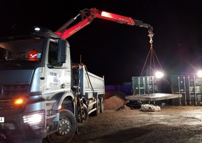 a grabhire truck in the dark